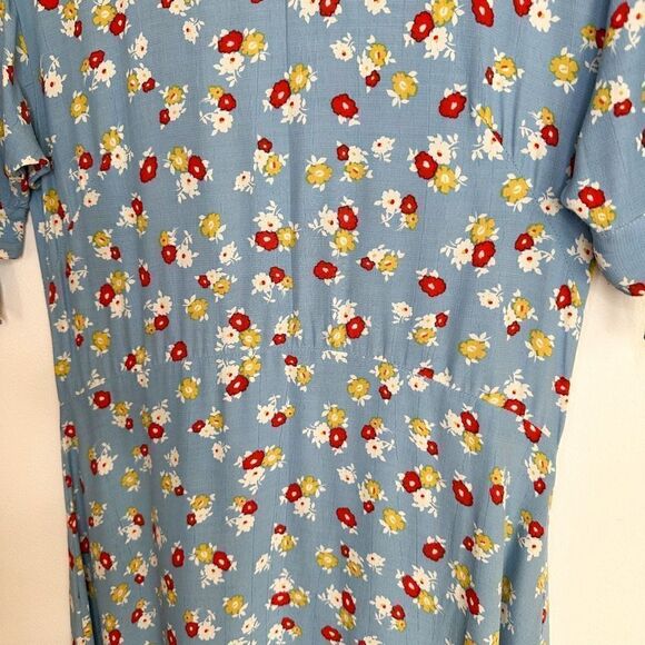 Faithful The Brand Women’s Sky Blue Ditzy Floral Flounce Hem Midi Dress - Picture 6 of 13